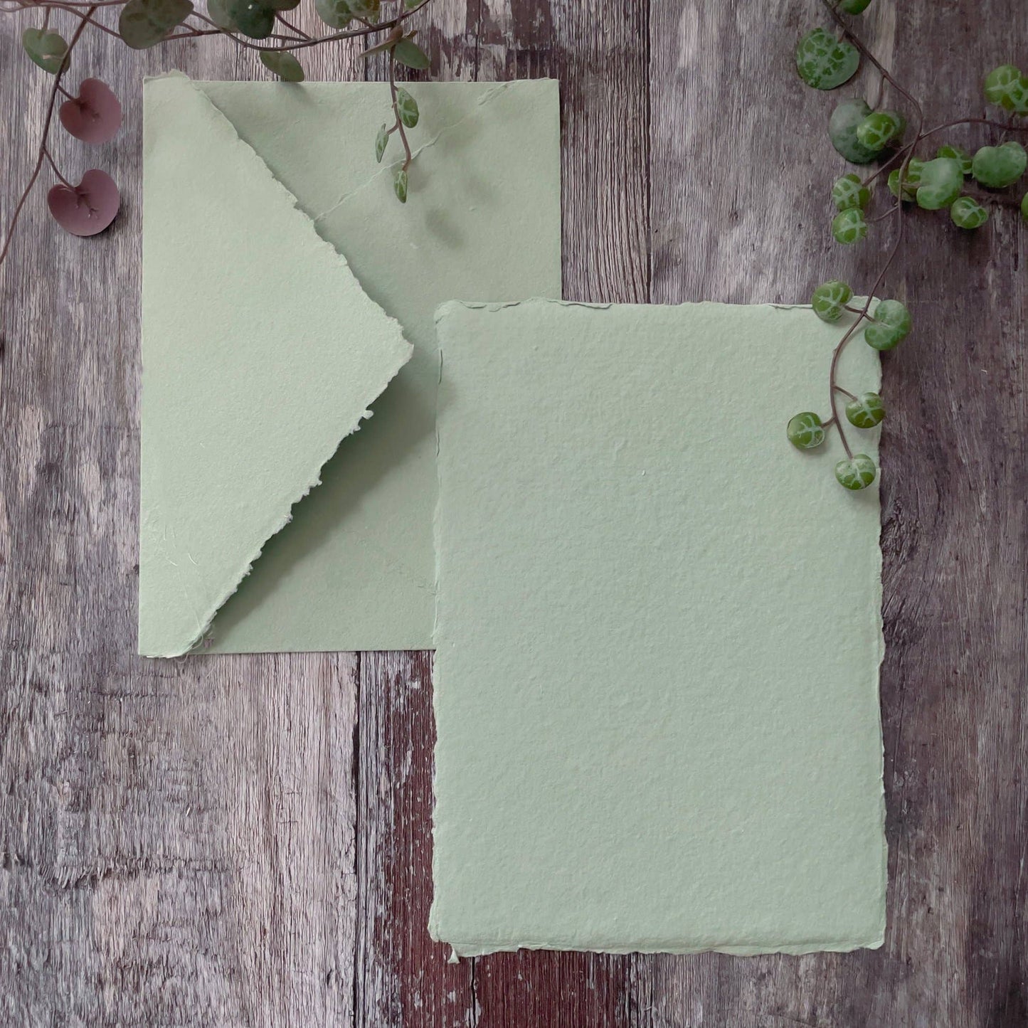Dusky Green Handmade Paper Envelope | Recycled Cotton Rag
