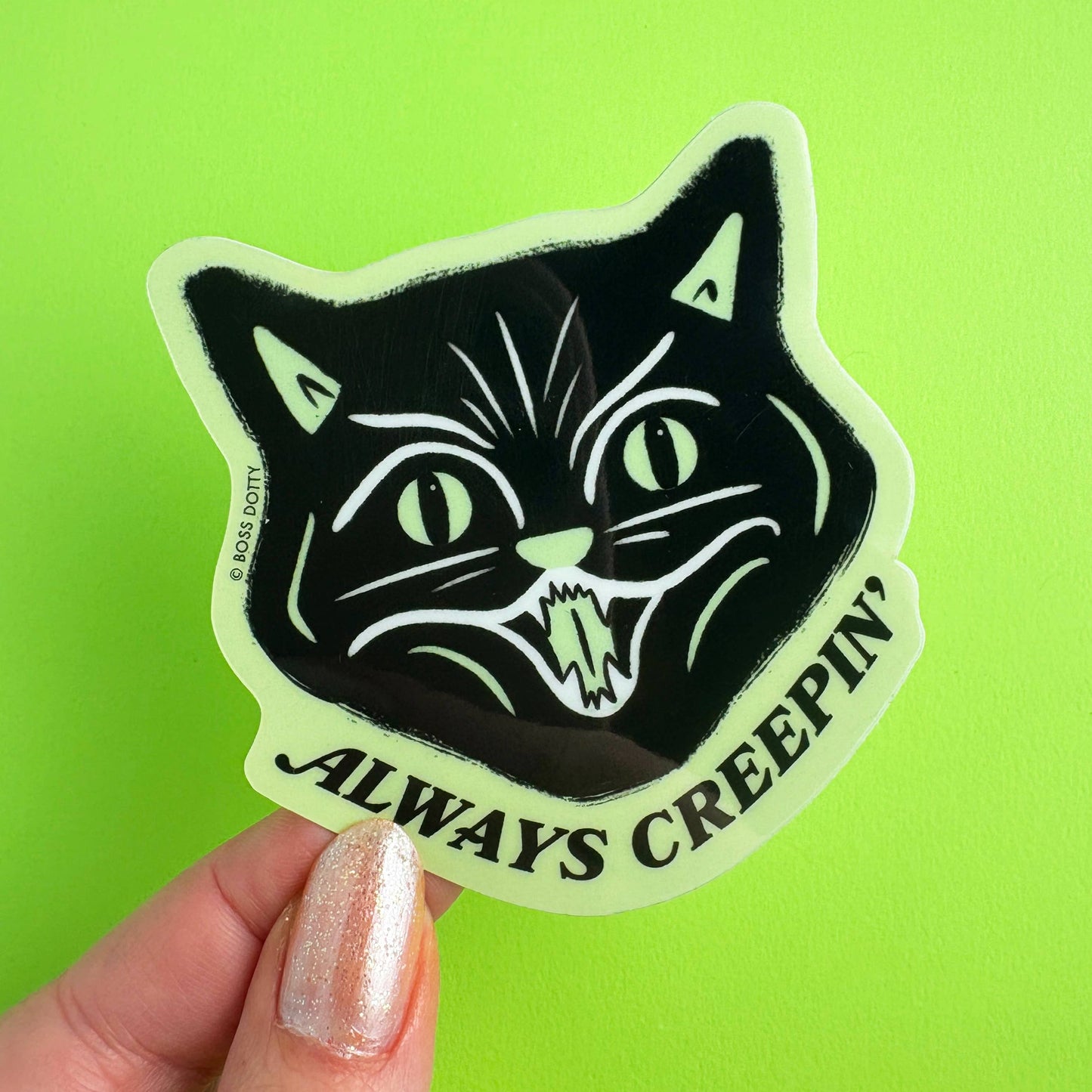 Glow In The Dark Creepy Cat Sticker