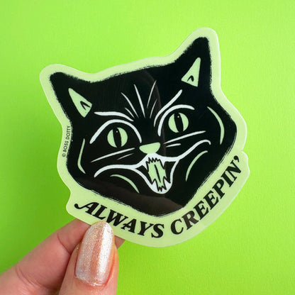 Glow In The Dark Creepy Cat Sticker
