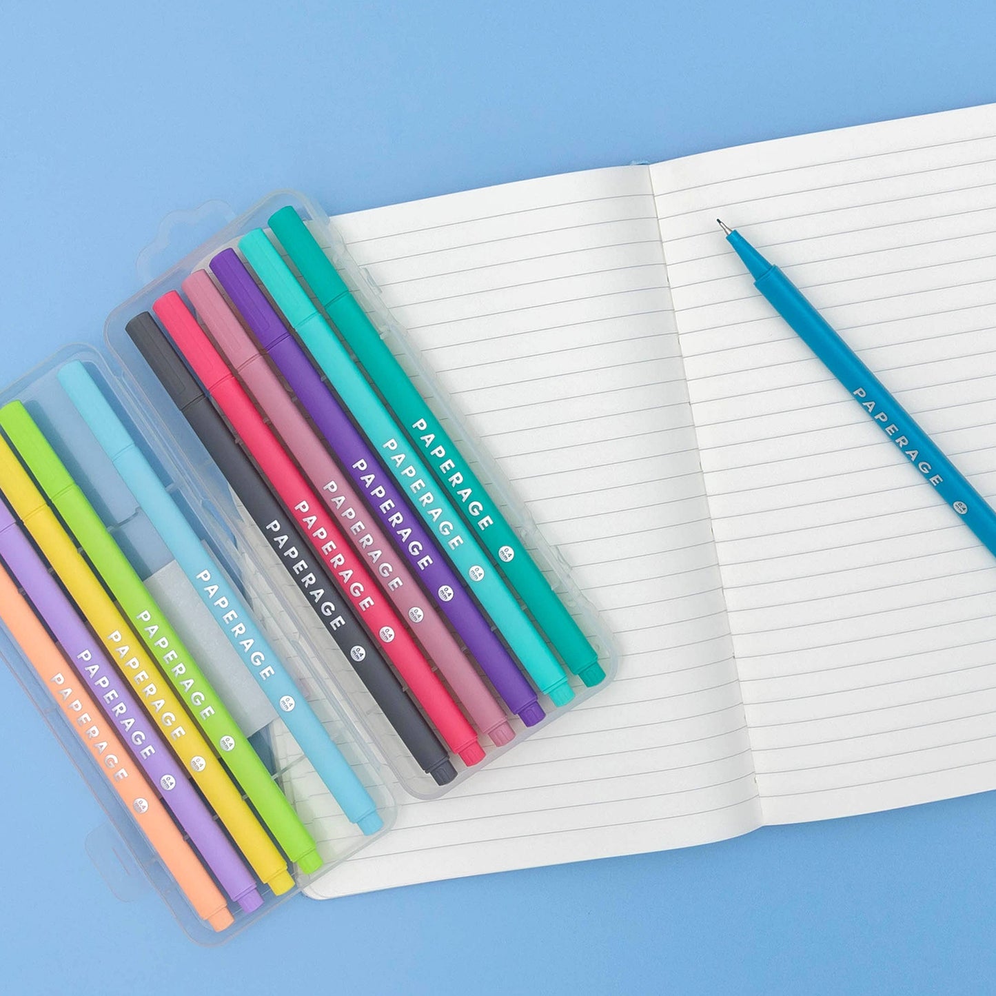 12 Pack Felt Tip Fine Line Pastel Marker Pens With Case