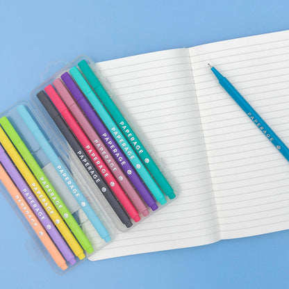 12 Pack Felt Tip Fine Line Pastel Marker Pens With Case