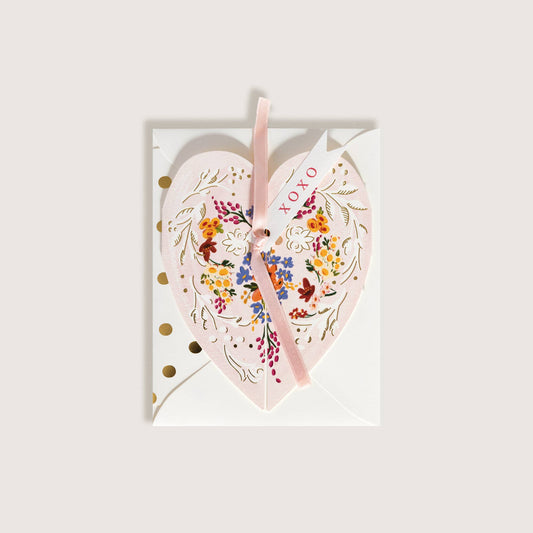 XOXO Pink Heart Love Greeting Card