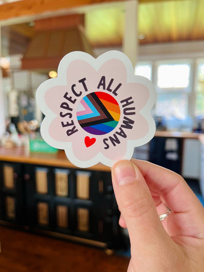 Respect All Humans Pride Sticker | LGBTQIA | Ally