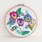 Springtime Pansies Sampler DIY PremiumEmbroidery Kit, 6 inch
