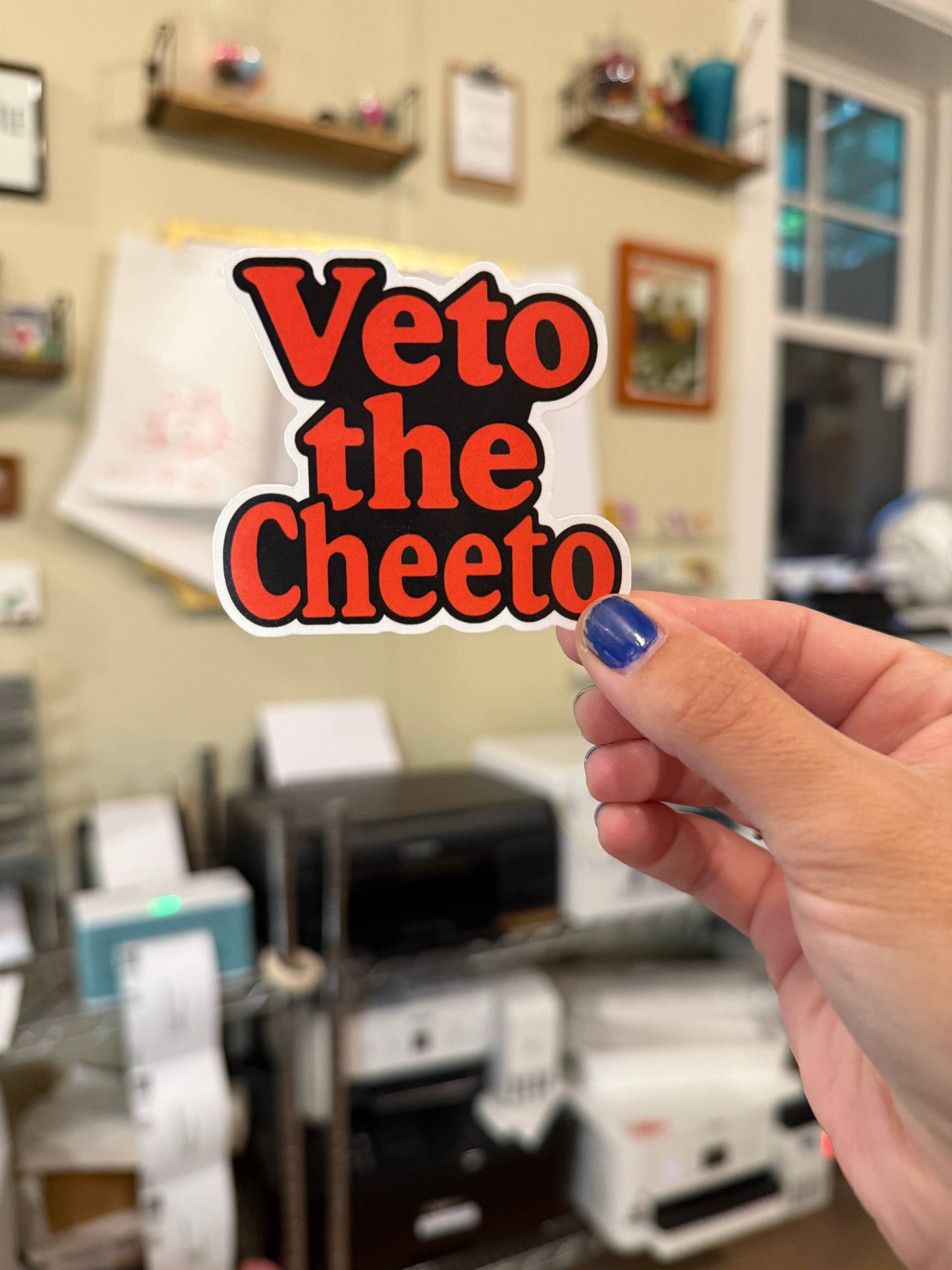 Veto the Cheeto Vinyl Sticker | Political Humor