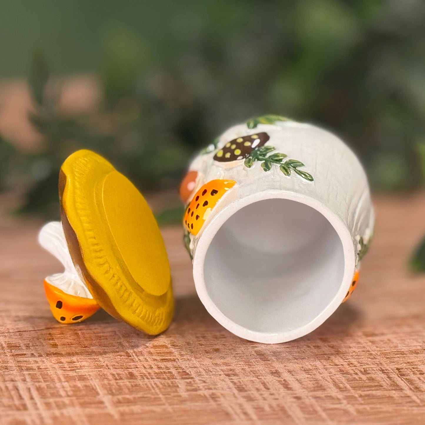 Merry Mushroom-Inspired 70s Hand-Painted Trinket Box
