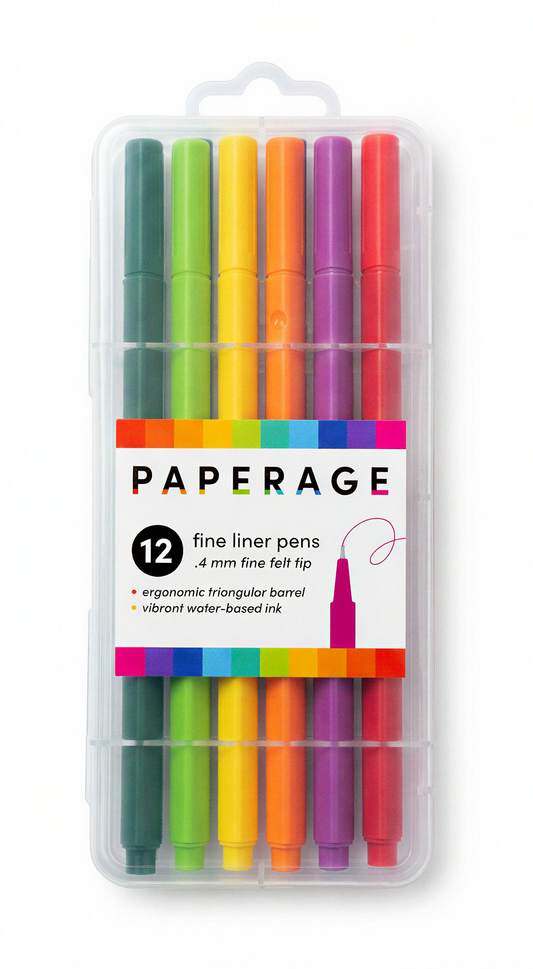 12 Pack Felt Tip Fine Line Marker Pens With Case
