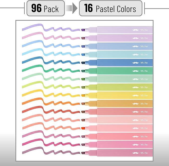 Mr. Pen- Aesthetic Highlighters, Chisel Tip, Neutral Colors