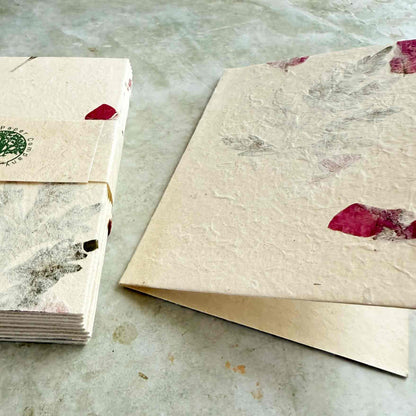 Nepalese Handmade Lokta Paper and Envelopes - Mugwort & Bougainvillea