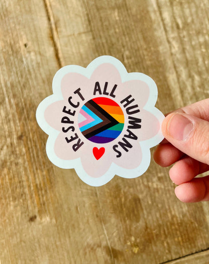 Respect All Humans Pride Sticker | LGBTQIA | Ally