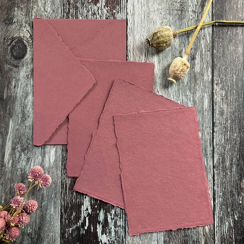 Dusky Rose Handmade Paper Envelope | Recycled Cotton Rag