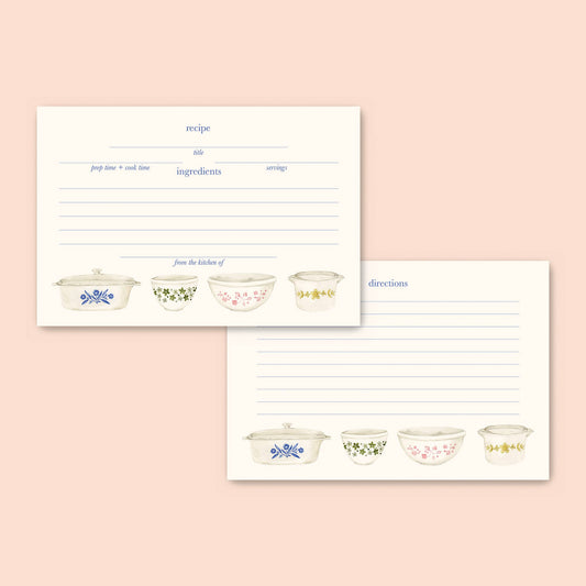Pyrex-Inspired Kitchenware Recipe Cards