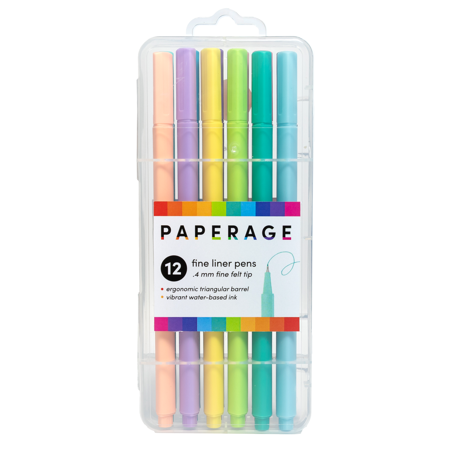 12 Pack Felt Tip Fine Line Pastel Marker Pens With Case