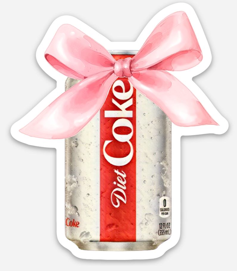 Diet Coke Lover Sticker – Bow Design for Journals, Tumblers