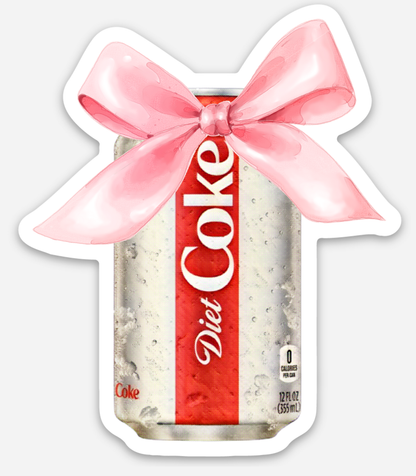 Diet Coke Lover Sticker – Bow Design for Journals, Tumblers