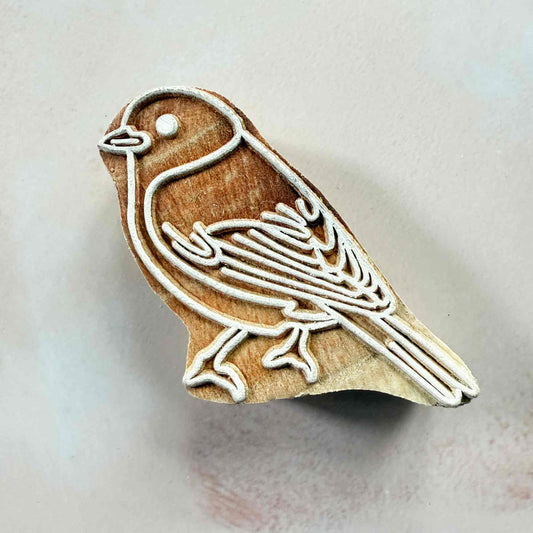 Siskin - Indian Wood Block Stamp | Bird Design Wooden Stamp