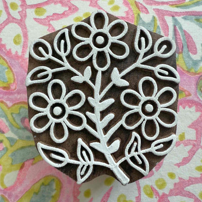 Florabunda - Indian Wood Block Stamp | Flower Pattern Stamp