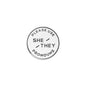 White & Black Circular Nickel Enamel Pronoun Pin: She/They