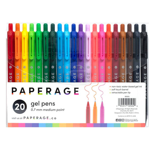 20 Pack Retractable Gel Pens Rainbow