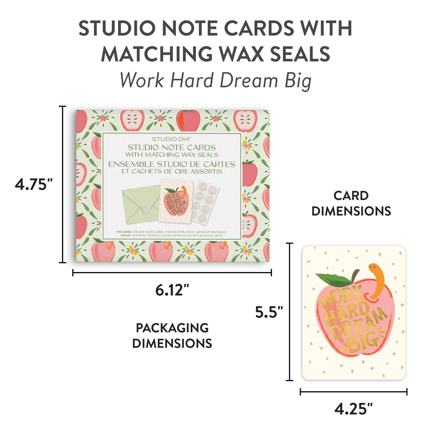 Work Hard Dream Big Studio Notecards with Matching Wax Seals