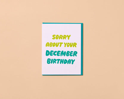 December Birthday Letterpress Funny Birthday Card - Made in USA - Updated Design - Stocking stuffer, Holiday, Gift Guide