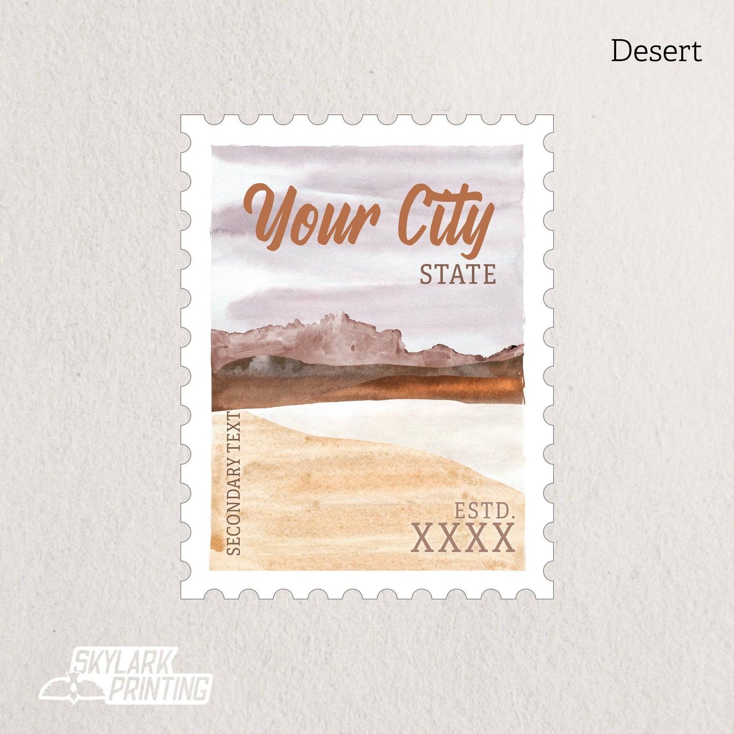 Custom Postage Stamp Souvenir Sticker with Your City, State