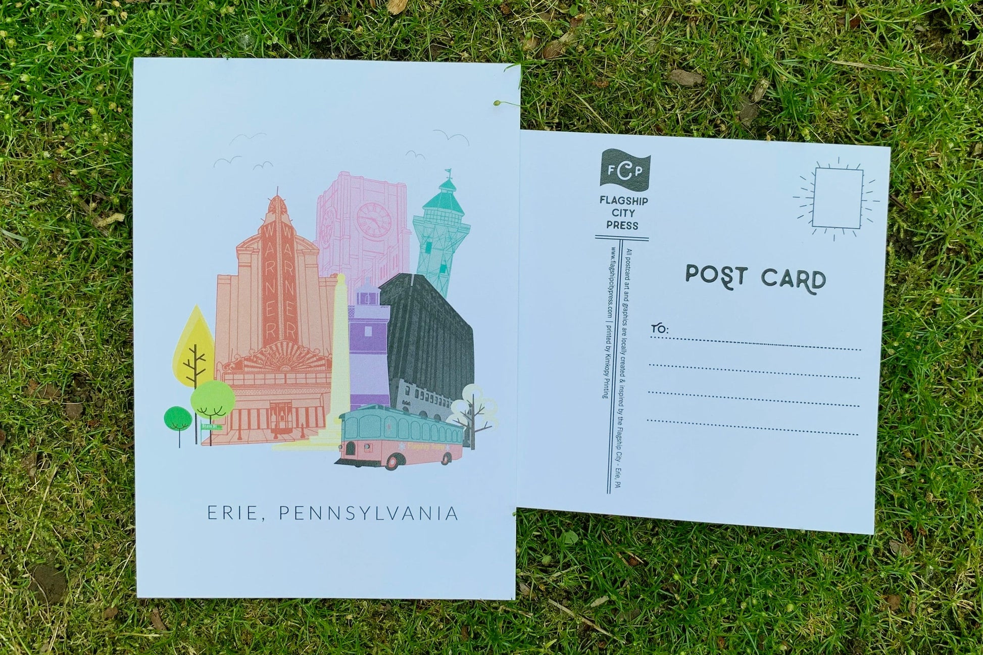 Postcard of famous downtown Erie landmarks
