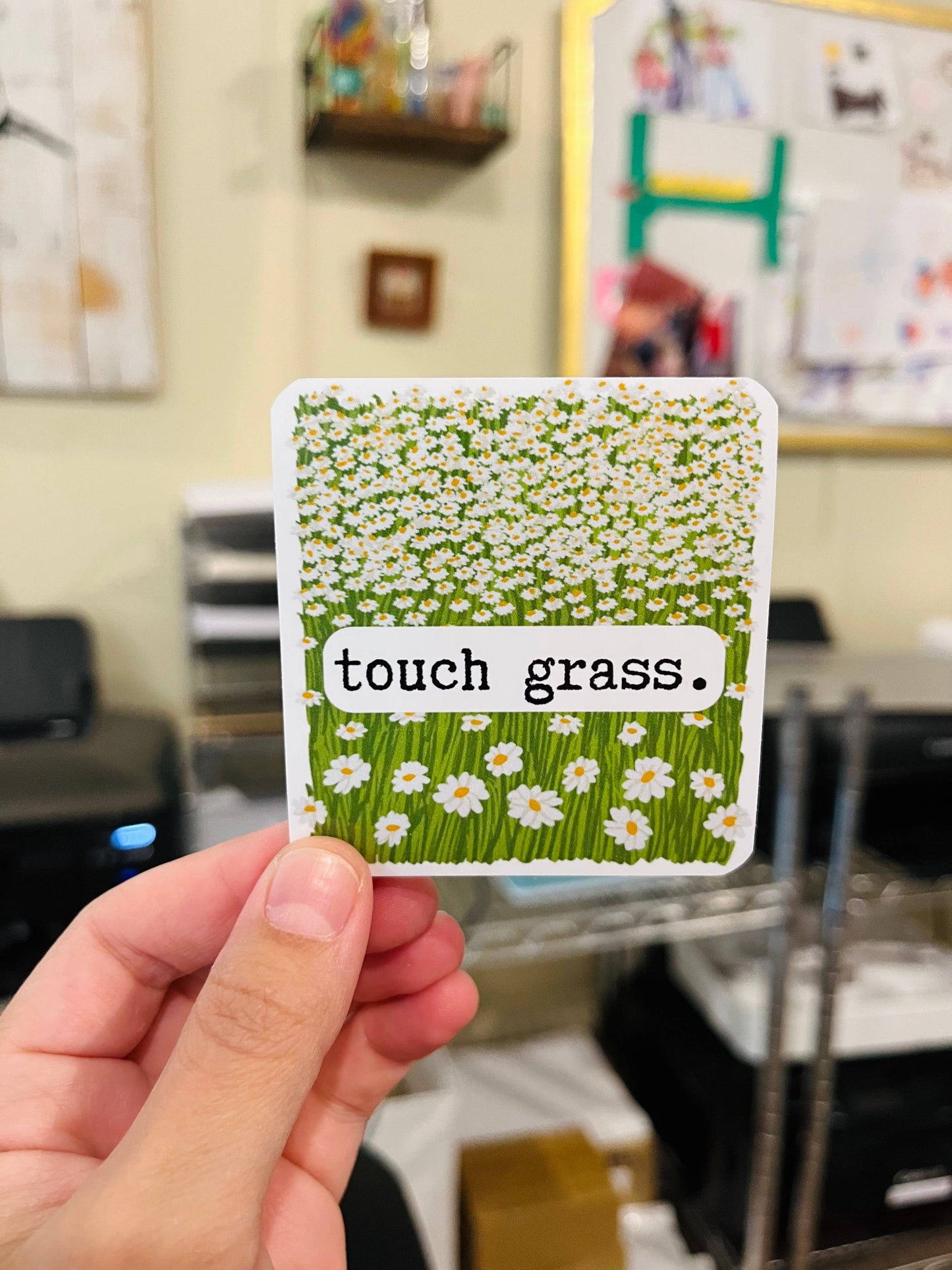 Touch Grass Daisy Sticker | TikTok Trending Saying | Insult