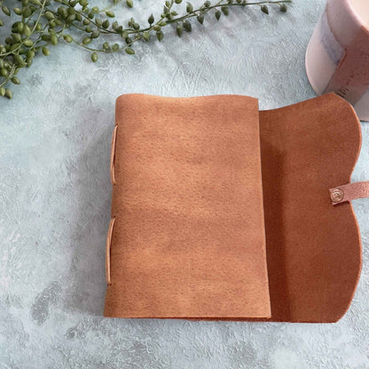 A6 Handmade Leather Notebook in Gift Bag - Tan | Tree Free