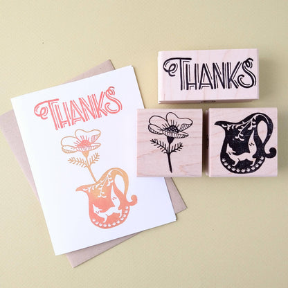 Floral Anemone Rubber Stamp