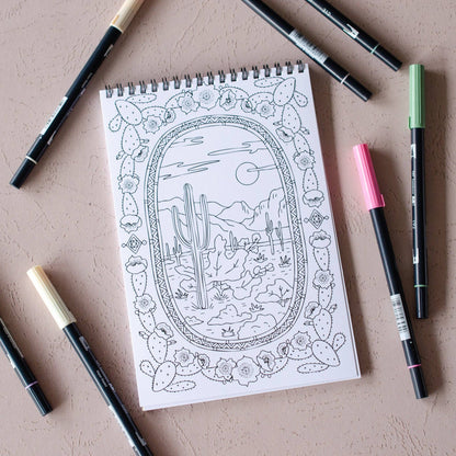 Antiquaria Desert Landscapes Premium Coloring Book