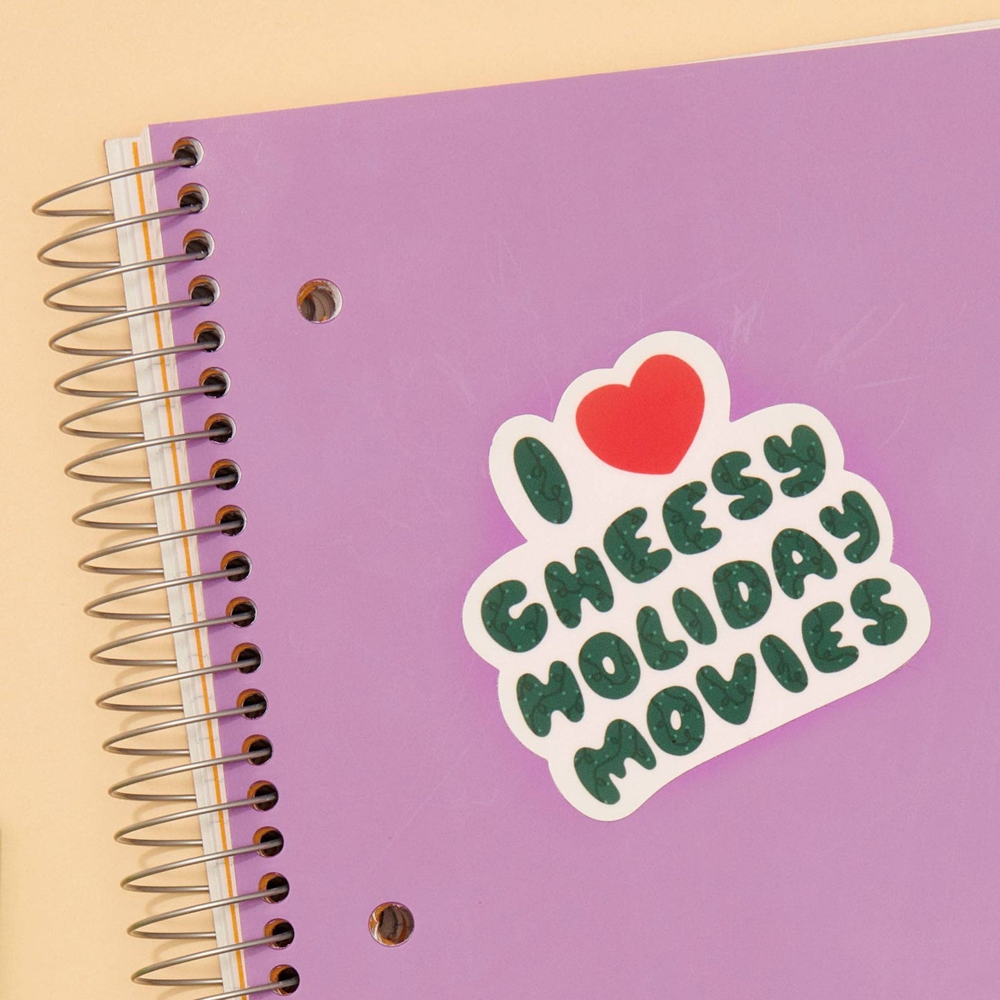 I Heart Cheesy Holiday Movies Vinyl Sticker - Made in USA - Stocking stuffer, Holiday, Gift Guide