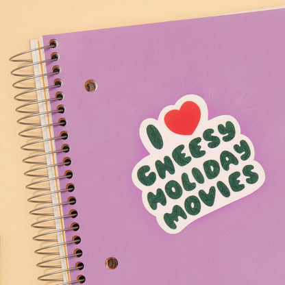 I Heart Cheesy Holiday Movies Vinyl Sticker - Made in USA - Stocking stuffer, Holiday, Gift Guide