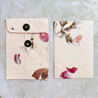 Nepalese Handmade Lokta Paper and Envelopes - Mugwort & Bougainvillea
