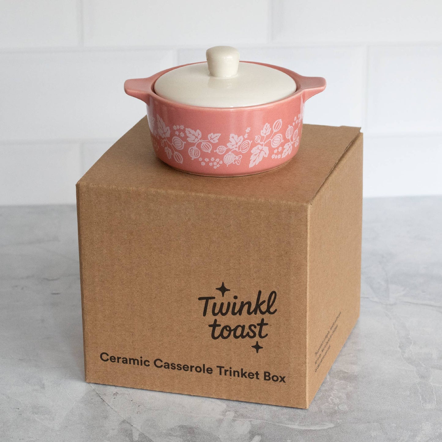 Pyrex-Inspired Gooseberry Casserole Ceramic Trinket Box