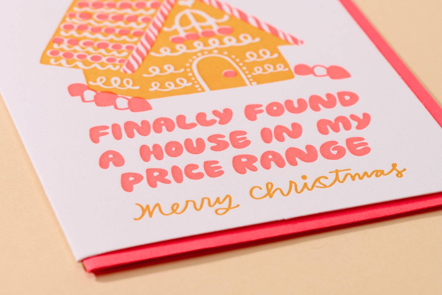 Affordable Ginger Bread House Letterpress Card - Holiday Christmas Millennial - Made in USA Stocking stuffer, Holiday, Gift Guide