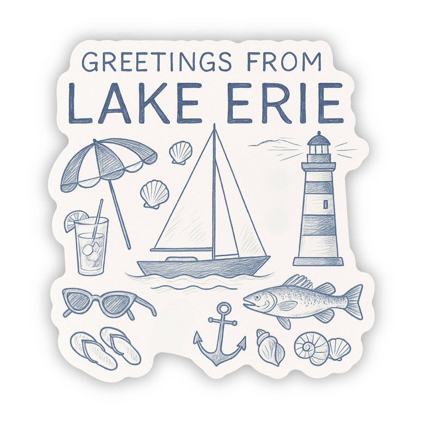 Greeting from Lake Erie Sticker