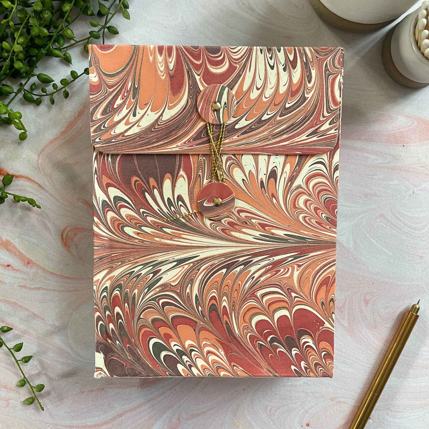 Sunset Notebook | Handmade, Marbled by Hand, FSC Paper