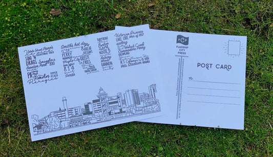 A postcard listing famous Erie attractions.