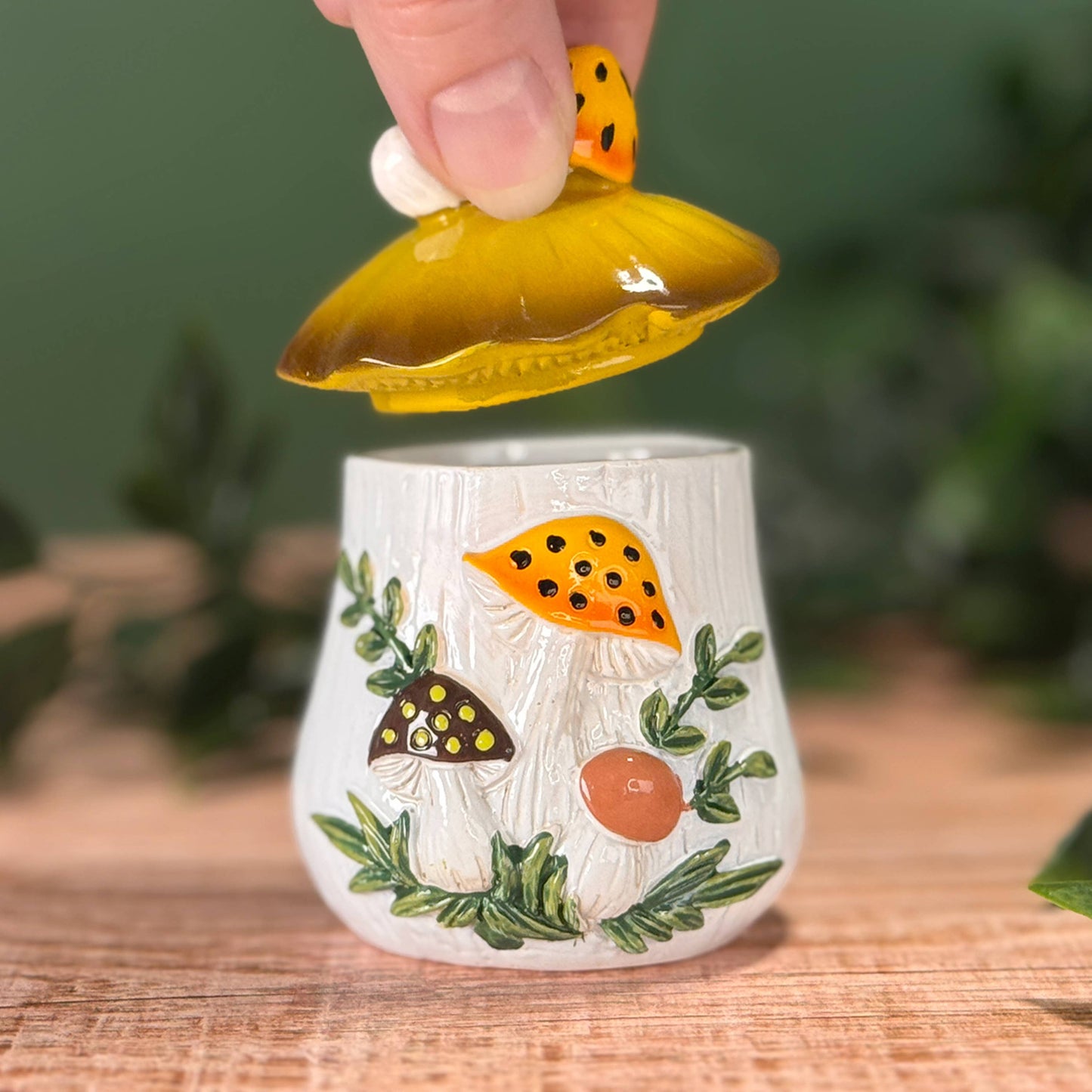 Merry Mushroom-Inspired 70s Hand-Painted Trinket Box