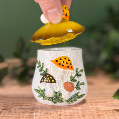Merry Mushroom-Inspired 70s Hand-Painted Trinket Box