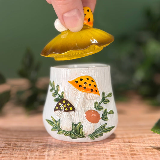 Merry Mushroom-Inspired 70s Hand-Painted Trinket Box