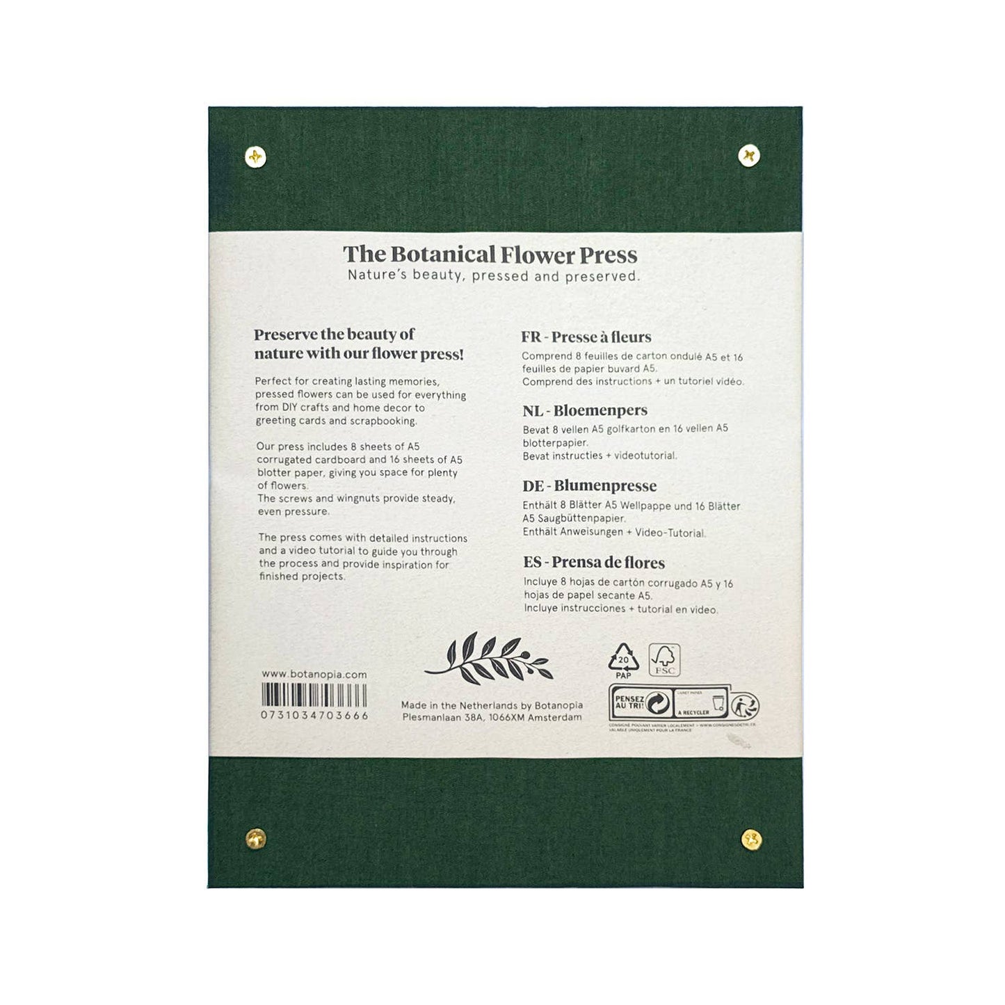 The Botanical Flower Press – Linen Cover & Gold Foil