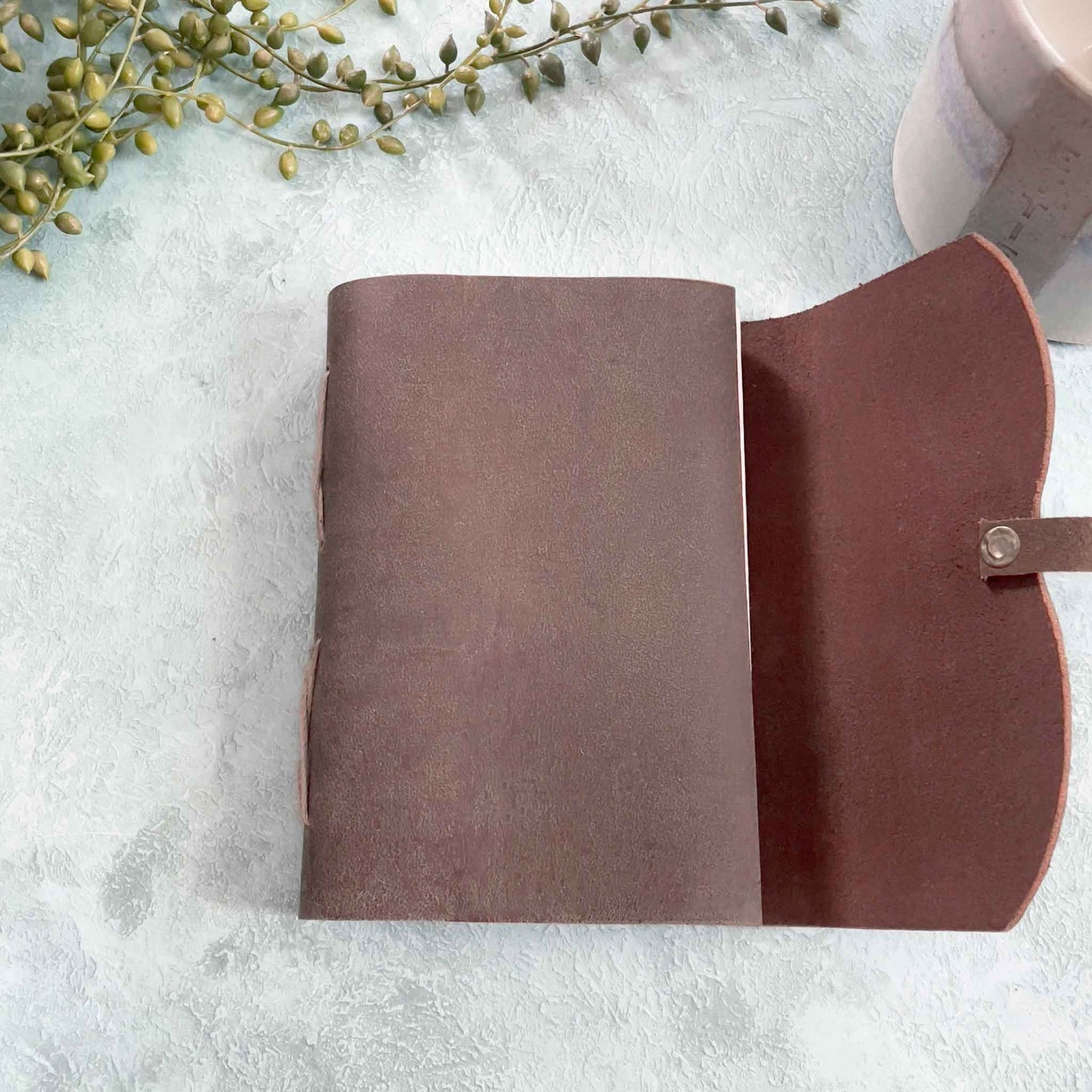 A6 Handmade Leather Notebook in Gift Bag - Dark Brown |