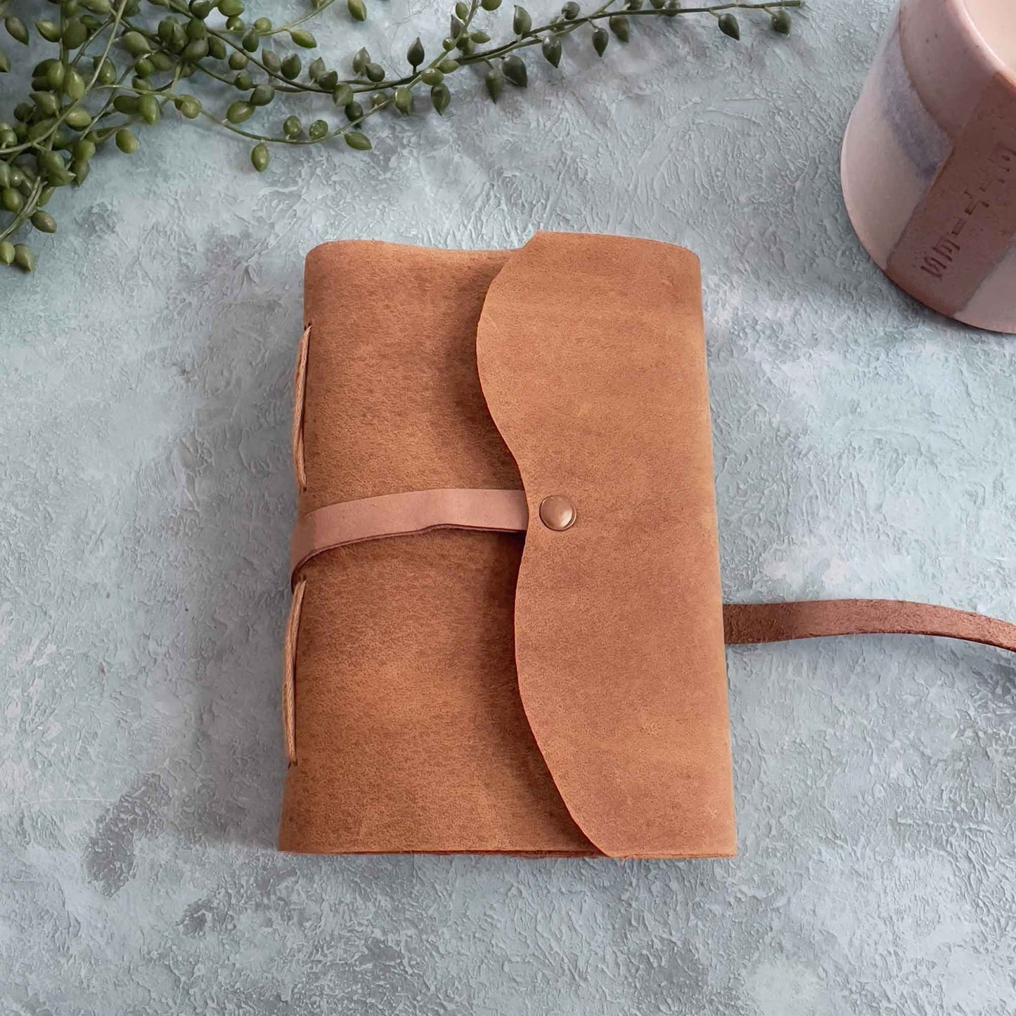 A6 Handmade Leather Notebook in Gift Bag - Tan | Tree Free
