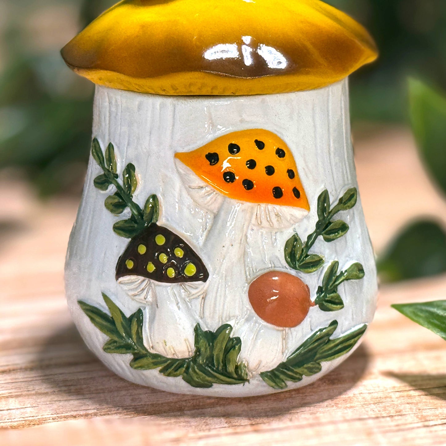 Merry Mushroom-Inspired 70s Hand-Painted Trinket Box