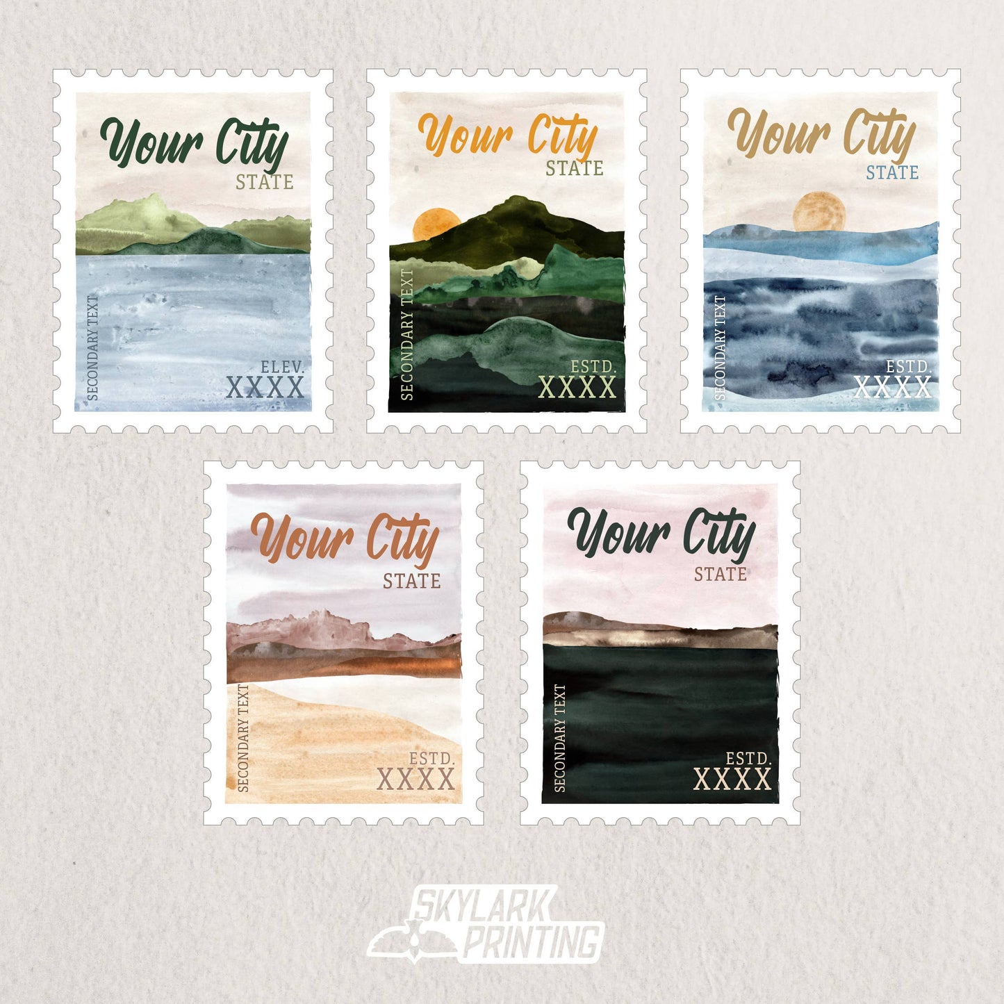 Custom Postage Stamp Souvenir Sticker with Your City, State