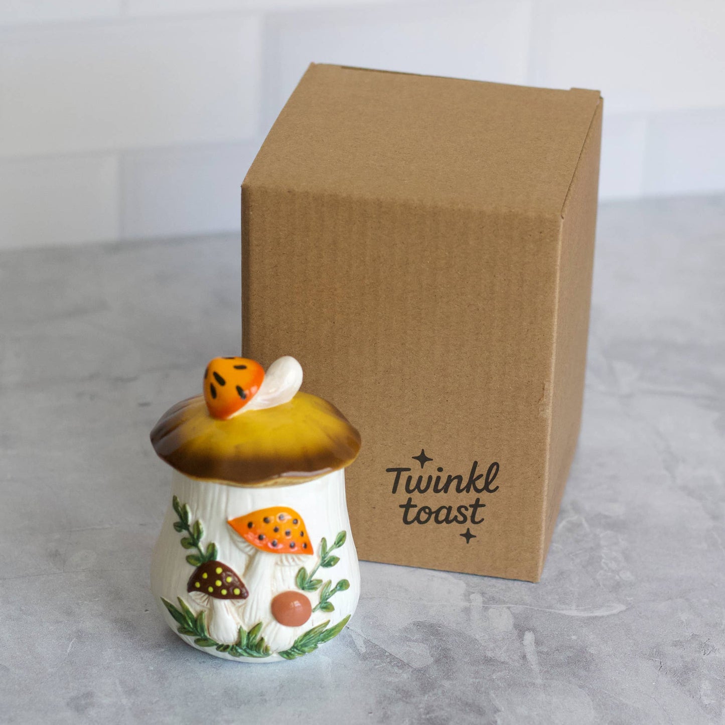 Merry Mushroom-Inspired 70s Hand-Painted Trinket Box