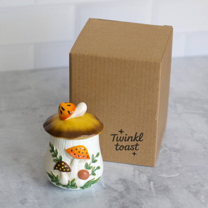 Merry Mushroom-Inspired 70s Hand-Painted Trinket Box