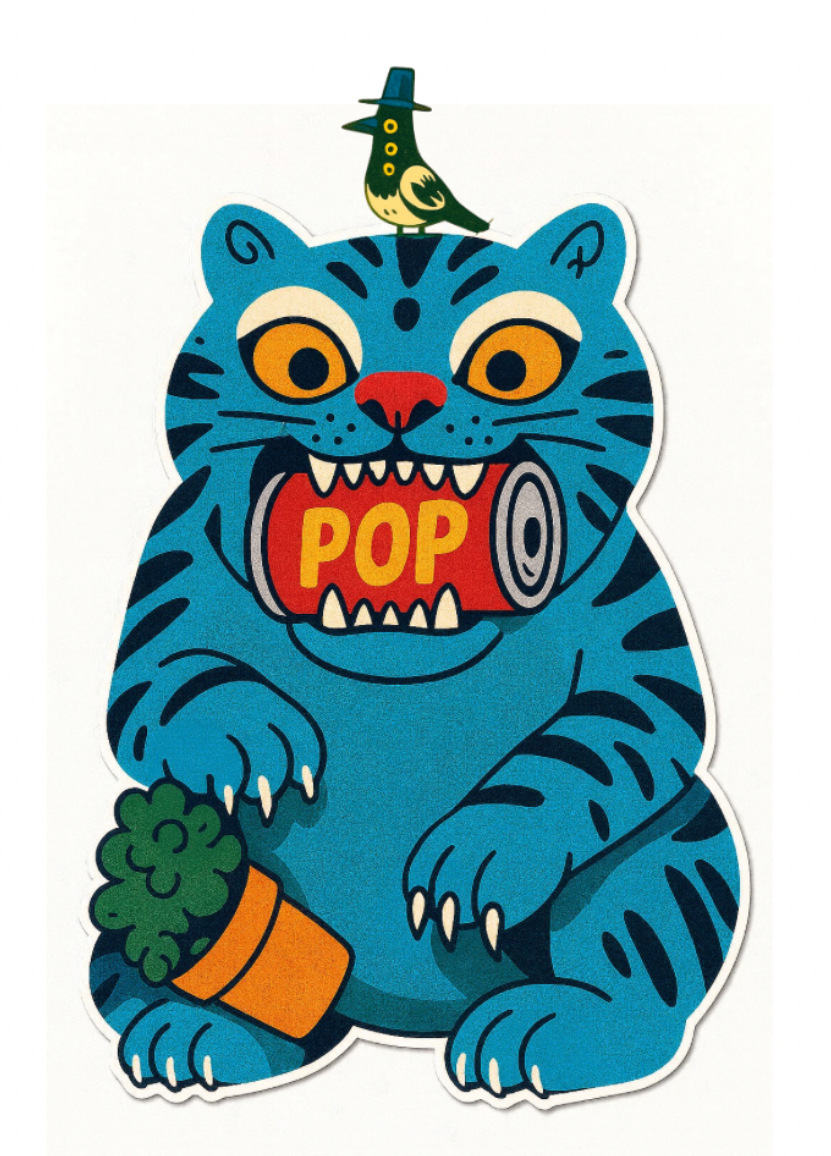 K-Pop Demon Hunters Tiger Sticker – Retro Kawaii Art